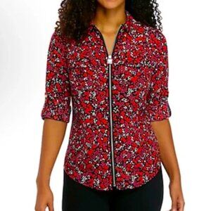 Michael Kors Multi-Leaf Dog Tag Shirt Red Size 3X